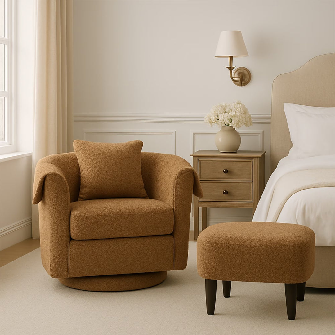 The Solenne Swivel Lounge Chair & Ottoman Set