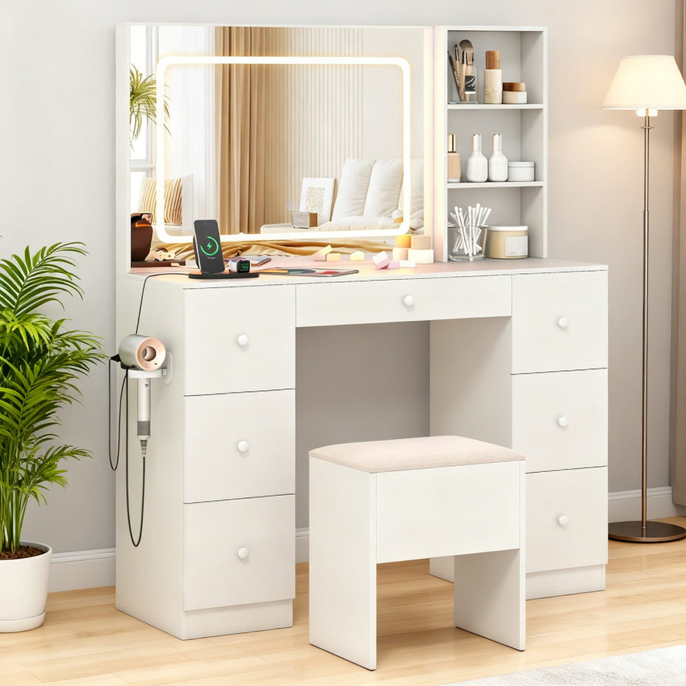 Lumière Haven Vanity Desk & Stool Set
