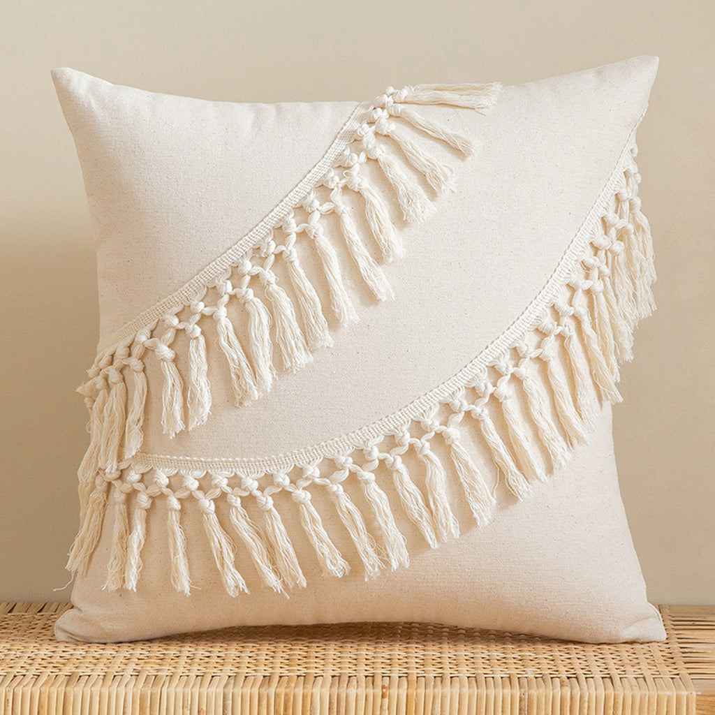 Ivory Fringe Cushion Cover