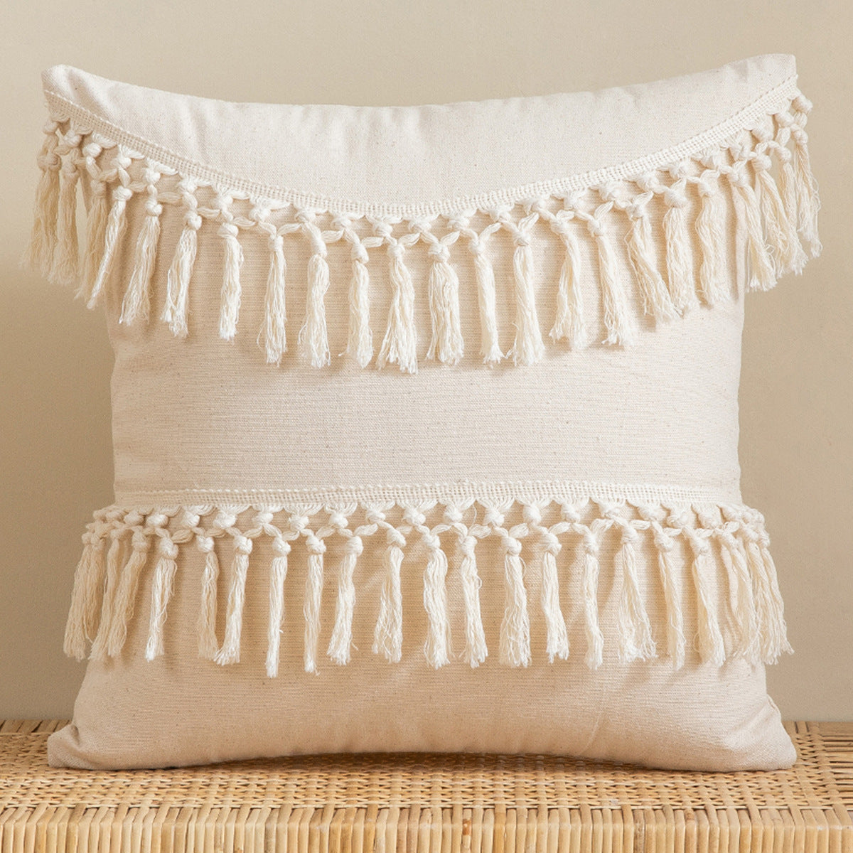 Ivory Fringe Cushion Cover