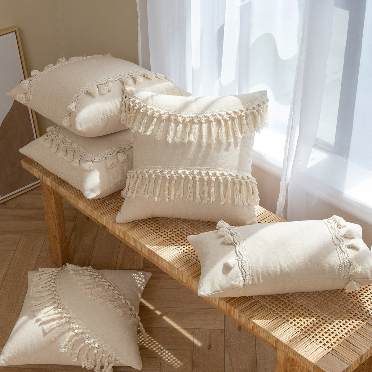 Ivory Fringe Cushion Cover