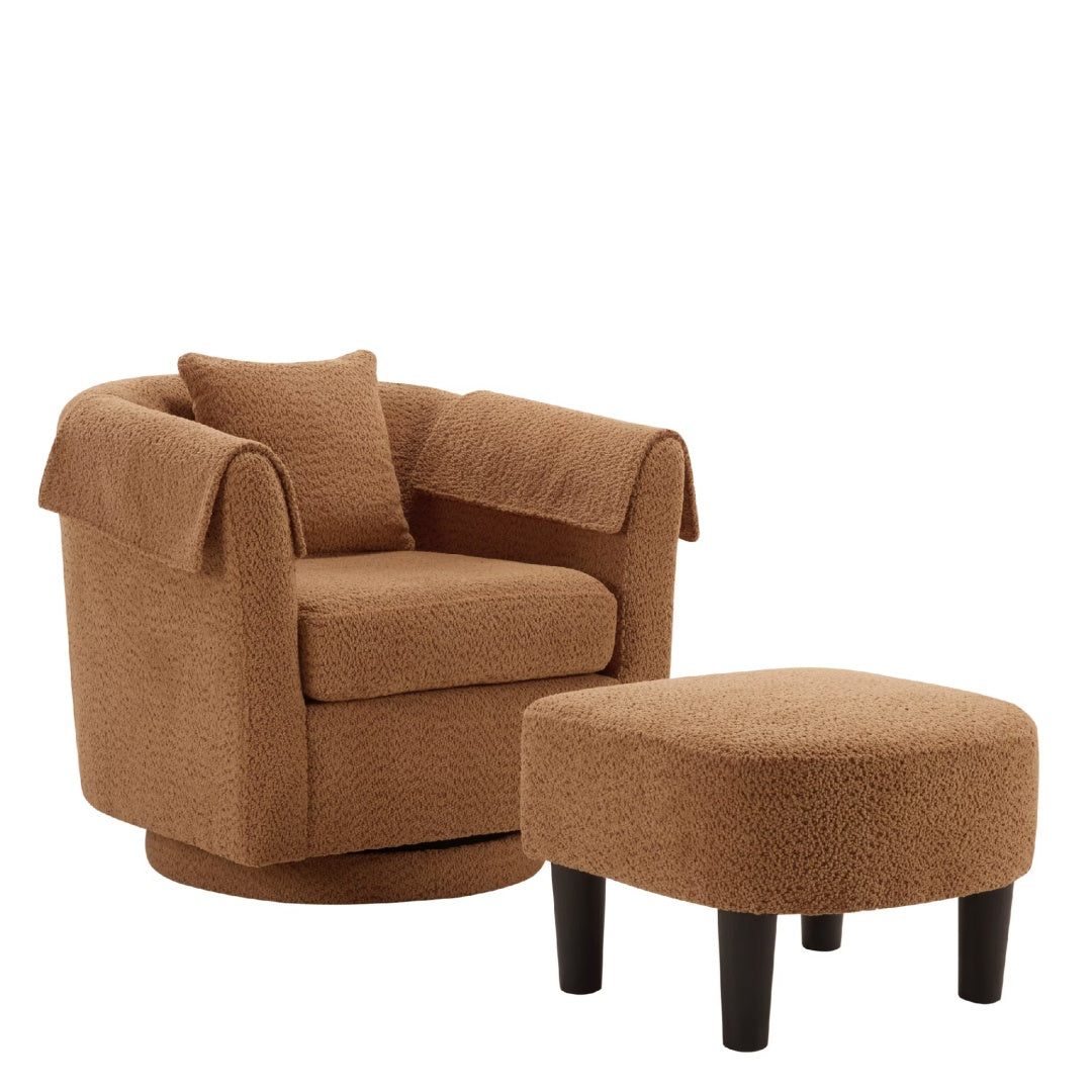 The Solenne Swivel Lounge Chair & Ottoman Set