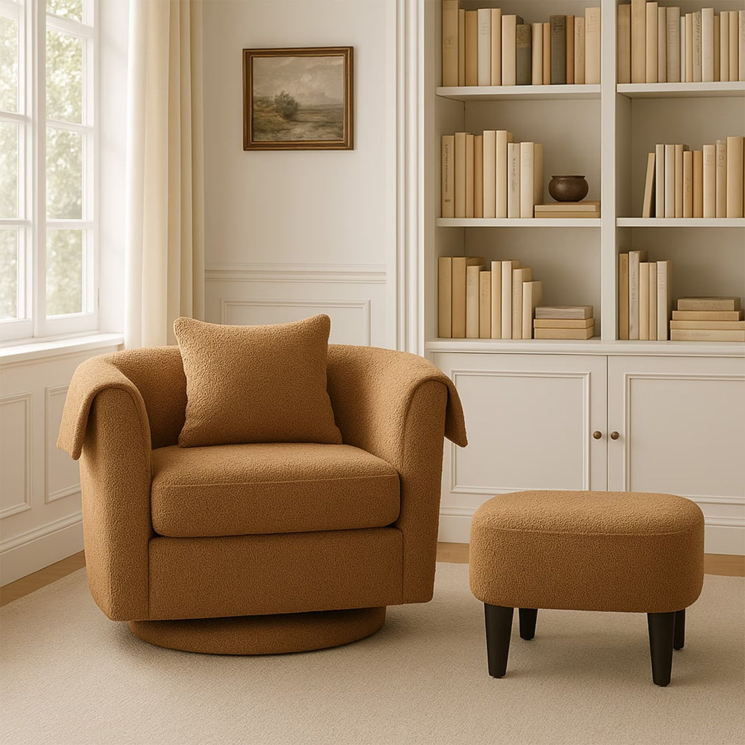 The Solenne Swivel Lounge Chair & Ottoman Set