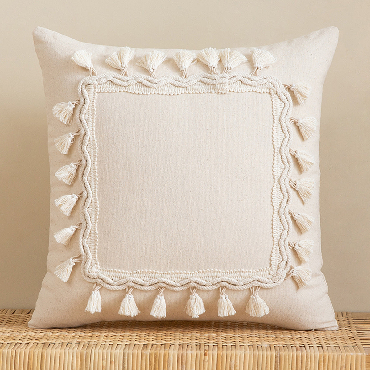 Ivory Fringe Cushion Cover
