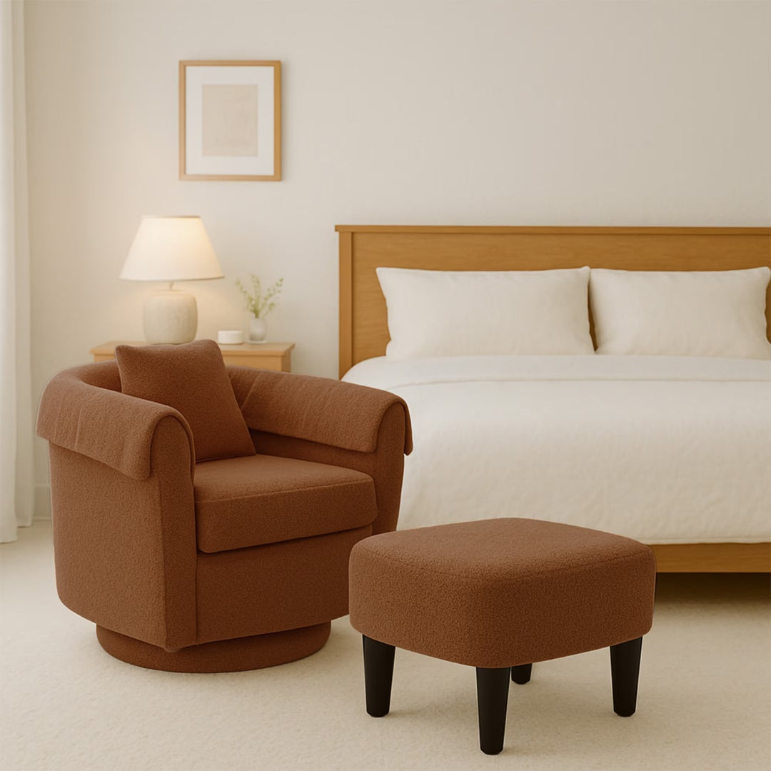 The Solenne Swivel Lounge Chair & Ottoman Set