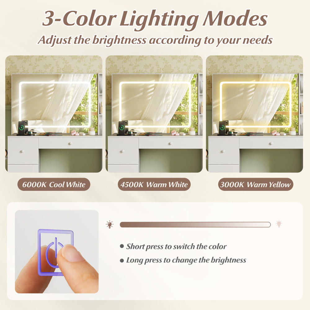 Lumière Haven Vanity Desk & Stool Set