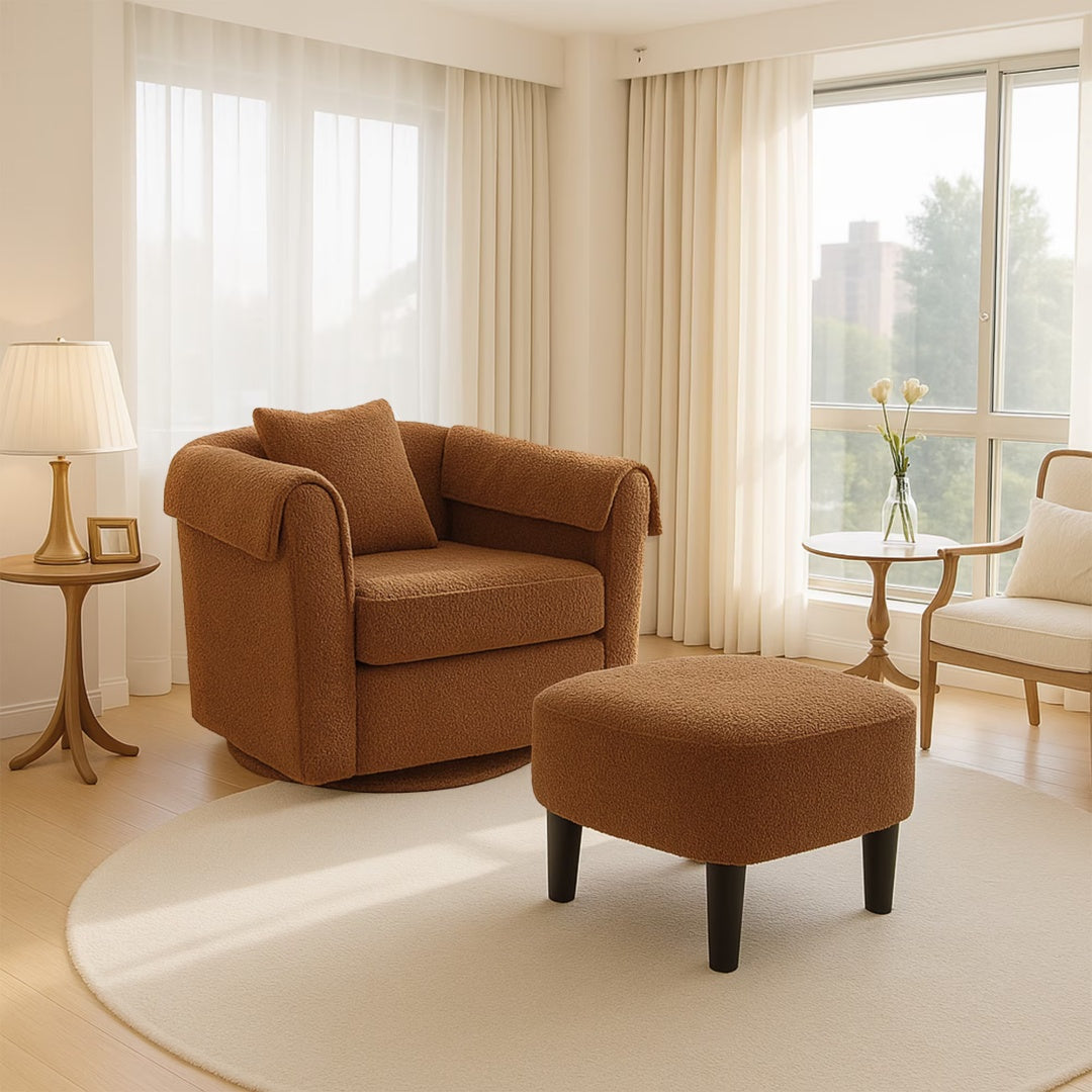The Solenne Swivel Lounge Chair & Ottoman Set