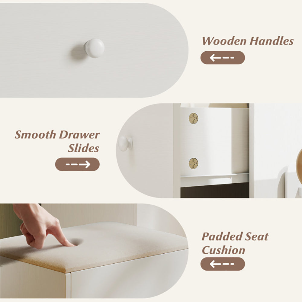 Lumière Haven Vanity Desk & Stool Set