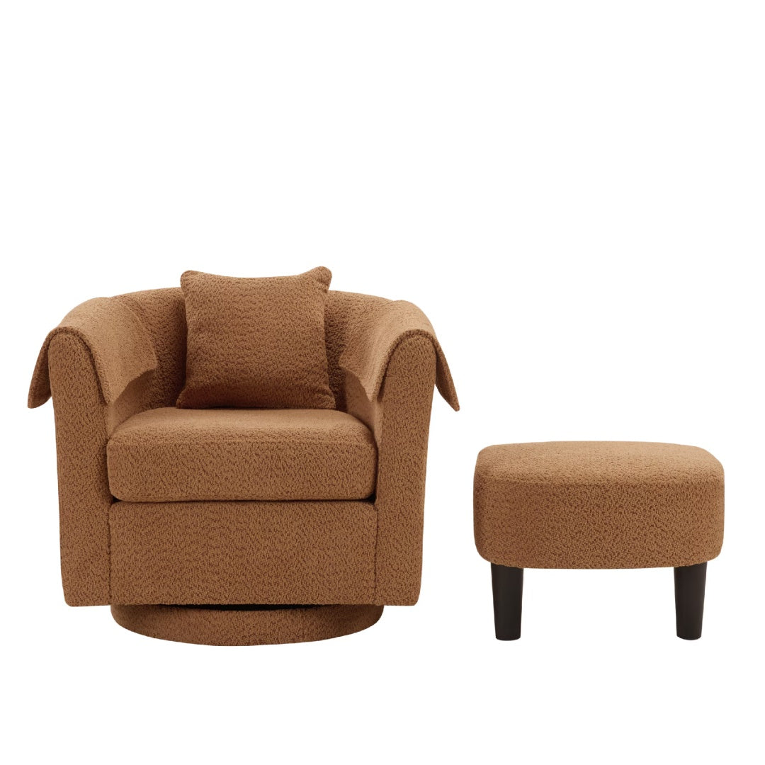 The Solenne Swivel Lounge Chair & Ottoman Set